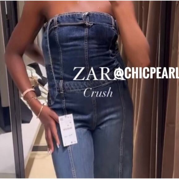ZARA STRAPLESS TRF DENIM DRESS - Picture 4 of 15